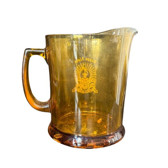 Kappa Alpha Order Beer Pitcher Large Heavy Amber Glass 7" Fraternity Lager Jug - Picture 4 of 10